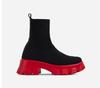 Otoño e Invierno Nuevos Zapatos de Mujer de Talla Grande para Comercio Exterior Parte Superior Tejida con Mosca Plataforma Suela Gruesa de Caña Alta Zapatos para Mujer que Aumentan la Altura
