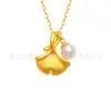 Collar de Oro con Concha de Agua Colgante de Oro Puro Oro Puro 999 Trébol de Cuatro Hojas Regalo de Oro Promoción de la Industria de la Belleza y Atracción de Clientes Recuerdo
