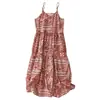 Vestido Bohemian con Estampado Rojo Estilo Festivo para Mujer 2026 Verano Nueva Moda Elegante Estilo Relajado Vestido de Tirantes