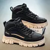 Botas Martin de Cano Alto Masculinas Estilo Britânico Workwear Sapatos de Motocicleta Outono e Inverno 2026 Novas Botas Masculinas Sapatos Casuais Tendência Masculino