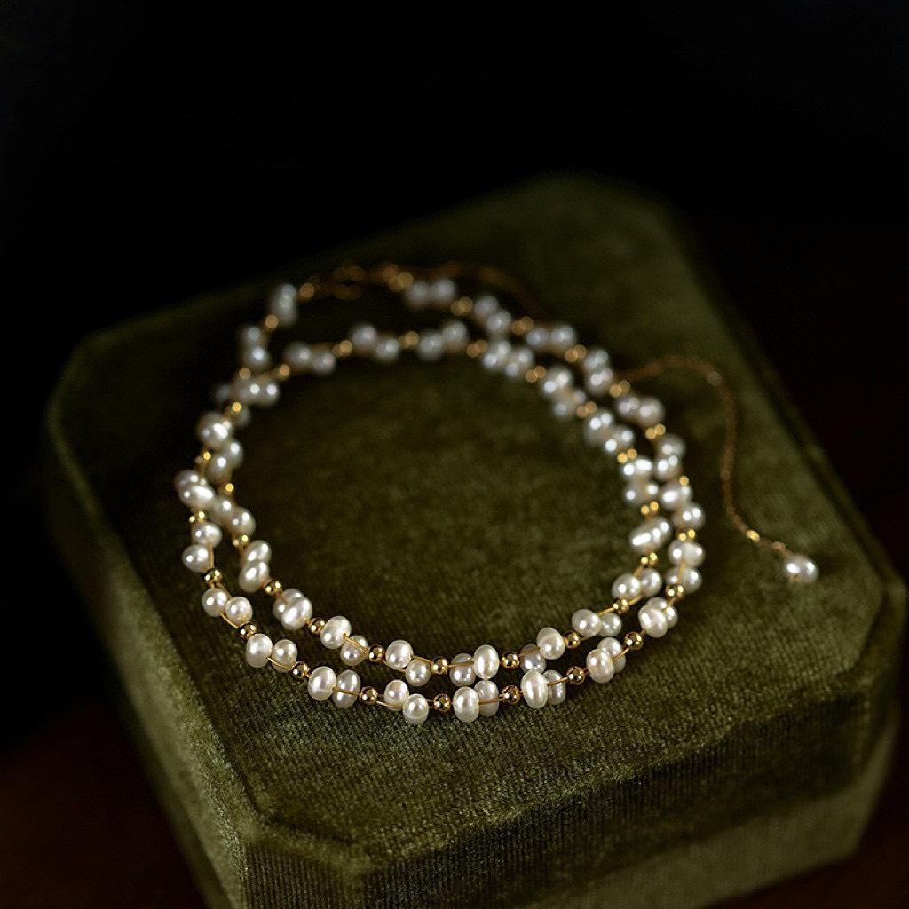 法式轻奢编织天然淡水珍珠项链高级感小众设计珍珠满天