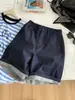 Shorts Jeans de Comprimento Médio Estilo Coreano Feminino Verão 2026 Finos Emagrecedores Cintura Alta Perna Reta Linha A Casuais Calças de Cinco Pontos