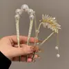Pasador de Pelo en Forma de U con Perlas para Mujer, Pinza para Moño, Herramienta de Peinado, Pasador Fijo, Nuevo Estilo Chino, Accesorio de Cabello de Alta Gama