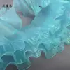 En stock 14cm organza iridiscente degradado plisado falda de disfraz de sirena tridimensional material auxiliar encaje con volantes