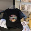 2024 Verano Nueva Camiseta Básica Corta de Manga Corta para Mujer Ajustada Adelgazante de Media Manga Estilo Occidental Dibujos Animados Top Ropa