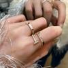 Anillo Retro Nicho Gota de Diamante de Color Esmaltado, Anillo de Dedo Índice Moderno y Personalizado, Diseño Ajustable, Joyería de Mano para Mujer al Mayoreo