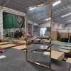 Espejo de Baño con Marco de Acero Inoxidable Espejo de Tocador Cuadrado para Pared Espejo de Tocador para Dormitorio Espejo de Baño Cuadrado Lujo Ligero