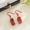 Aretes de Biocerámica, Aretes Antialérgicos, Nubes Auspiciosas Talladas en Oro Antiguo y Jade, Perforación de Oreja Seca, Aretes de Perla Cuadrada de Cerámica Pura