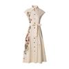 Ropa de Moda para Mujer Dama Primavera y Verano Nuevo Estilo con Mangas Bordado de Abeja Algodón Puro Posicionamiento Estampado por Inyección Directa Vestido de Bajo Amplio