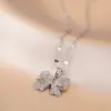 Collar de Lazo Completo de Diamantes Estilo Coreano para Mujer, Lujo Ligero, Nicho, Nuevo Colgante de Circonita de Cobre, Cadena de Mariposa de Moda Elegante