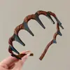 Faixa de Cabeça Floral Dentada Doce para Mulheres, Uso Diário ao Ar Livre, Faixa de Cabelo com Fita Superior de Caveira Alta, Prendedor de Cabelo Integrado, Acessório de Cabelo