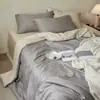 Cómodo y transpirable~ Juego de cuatro piezas de lino Tencel de 60 hilos para verano en color liso, hecho de Lyocell, sedoso y suave para un sueño confortable