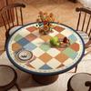 Mantel redondo de estilo americano para mesa de comedor, resistente al agua y al aceite, no lavable, ligero, de lujo, de alta gama, estilo retro, pequeño, para mesa de centro, redondo.
