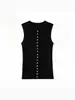 Comercio exterior transfronterizo para mujer otoño estilo europeo y americano moda sin mangas cuello redondo mezcla tejido top 5644127