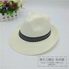 Sombrero de Paja Panama Tejido de Sarga para Hombre de Comercio Exterior de Wenling, con Ala Trasera, Protección Solar y Transpirable