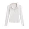 Pure Spice Girl Estilo Sexy Camiseta de manga comprida Feminina 2024 Outono Nova Gola Polo Five-claw Five-claw Five-claw Base de manga comprida Camisa