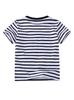 2025 Ropa de verano nueva para niños europeos y americanos camiseta para niños ropa infantil top de rayas con patrón de dinosaurio bordado distribución