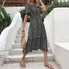 Bai Fen Zhi Yi Amazon 2024 Novo Vestido de Verão Europeu e Americano Feminino Estampado Slim-Fit Transfronteiriço