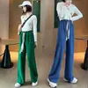 Primavera 2022 versión coreana de nuevos pantalones de pierna ancha de algodón y lana europeos de color liso pantalones de pierna estrecha en la cintura fabricantes mayoristas tendencia