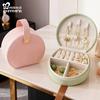 Bolsa de Joyería de Cuero PU Macaron, Caja de Almacenamiento Portátil de Viaje con Compartimentos para Pulseras y Pendientes