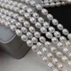 Extendido en 40 cm, perlas de agua dulce naturales, 9-10 mm, cuentas sueltas, patrón de espiral ligera, accesorios para collar y pulsera DIY