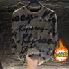 Sudadera de Estilo Coreano de Alta Gama con Estampado de Letras, Rasgada, Lentejuelas, Cuello Redondo, Popular para Otoño e Invierno, Camiseta de Manga Larga para Base, Ropa de Hombre de Moda