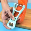 Fabricante en stock acero inoxidable rallador de doble cabezal pelador multifunción tres en uno con abridor de botellas cepillo para patatas melón
