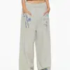 Calça de Moletom Esportiva Casual Feminina com Estampa de Letras Retro Americana Outono 2026, Calça Longa Solta de Perna Larga com Caimento