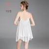 Kameixue Lencería Sexy con Tirantes de Encaje Vestido de Vacaciones con Cuello en V y Lazo, Camisón Sexy Puro y Atractivo 2330