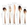 Juego de cuatro piezas de cuchillo, tenedor y cuchara elegantes de acero inoxidable 304 para restaurante, hotel, estilo chino y occidental, chapados en oro.