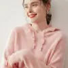 Suéter Casual Holgado de Cachemir para Mujer Invierno con Capucha de Cachemir Sudadera de Cachemir Gruesa Suéter de Punto Top