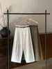 EVERTRUE2026 Verão Novo Calça de Linho Wide-Leg Feminina Estilo Old Money Cintura Alta Reta Nove Pontos 68258