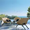 Sofá Sillón de Ratán para Exteriores Mesa de Café para Patio Balcón Juego de Tres Piezas Invernadero Exterior Combinación de Arte de Ratán Nórdico Villa