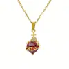 Nuevo Collar Noble de Cao Shi Amazon para Mujer, Corazón de Espina de Imitación de Rubí Romántico, Venta al por Mayor del Fabricante Estilo Dulce y Fresco