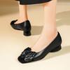 Sapatos Femininos Versáteis para o Dia a Dia, Estilo Francês, Camélia, Fragrância Suave, Boca Rasa, Solado Macio; Sapatos de Salto Grosso Confortáveis, Florais, Retrô para Mulheres