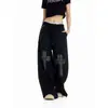 Venda Direta da Fábrica Calça Casual Retrô Americana com Strass Cruzado e Cintura Elástica para Mulheres 202 6 Primavera e Outono Calça Casual Solta