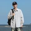 Camisa de Manga Comprida Estilo Americano Estilo Japonês Solta Sensação de Alto Padrão Filhotes Bonito Camisa com Lapela Estilo de Hong Kong Casual Jaqueta Versátil para Outono Homens