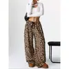 2025 Transfronteiriço Tk Amazon Temu Aliexpress Europeu e Americano Novos Calças Casuais Calças Estampadas de Leopardo Calças de Perna Larga