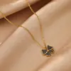 Collar de mariposa con goteo de aceite, no se decolora, joyería de lujo ligero de nicho de verano para mujer, regalo, joyería de acero inoxidable al por mayor