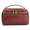 Nueva Bolsa de Almacenamiento de Artículos de Tocador de Doble Capa Retro de Cuero Sintético de Gran Capacidad Portátil para Viajes Impermeable y Resistente a Manchas