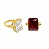 Anillo francés retro rojo blanco circón grande venta caliente transfronteriza acero inoxidable europeo y americano exagerado compromiso lujo ligero anillo femenino
