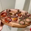 Brincos de Resina Madeira Agulha de Prata Gota d'Água Estilo Maillard Brincos de Luxo Leve Retrô Brincos de Alta Qualidade Atacado Feminino