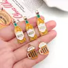 1 Pieza de Colgante de Taza y Botella de Cerveza con Goteo de Aceite de Dibujos Animados, Accesorio Creativo Hecho a Mano para Pulsera y Collar