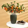 Ramas de Frutas Naranja Simuladas, Plantas Verdes Simuladas, Decoración de Paisajismo con Flores Artificiales, Adornos de Frutas Artificiales y Flores Artificiales para Sala de Estar, Venta al por Mayor