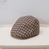 Gorra octogonal retro a cuadros para mujer, gorra de estilo británico para otoño/invierno, gorra suave con visera para adelgazar la cara, gorra de pintor versátil