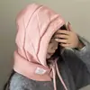 Gorro Cálido Integrado con Bufanda de Punto Grueso Cableada Coreana Chal Otoño Invierno