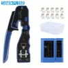 Kit de Crimpadora Ethernet de Siete Pisos Todo en Uno Pelacables Cortador Juego de Herramientas de Crimpado Conector RJ45 Cat5 cat6 Pinzas de Crimpado con Probador de Cable de Red