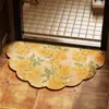 Tapete de Chão Semicircular com Borda Ondulada Floral Vintage Tapete Absorvente Floral Fresco para Banheiro Tapete Antiderrapante para Entrada
