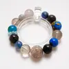 Pulsera de Cristal de Citrino Natural para Mujer, Cristal Azul, Luz de Luna Verde Lima, Obsidiana Plateada, Ágata Terrestre, Pulsera de Pelo de Conejo Gris, Venta al por Mayor