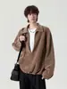 Moletom jaqueta casual versátil moderno estilo coreano com textura, decote V, retalhos, falso duas peças para homens no outono